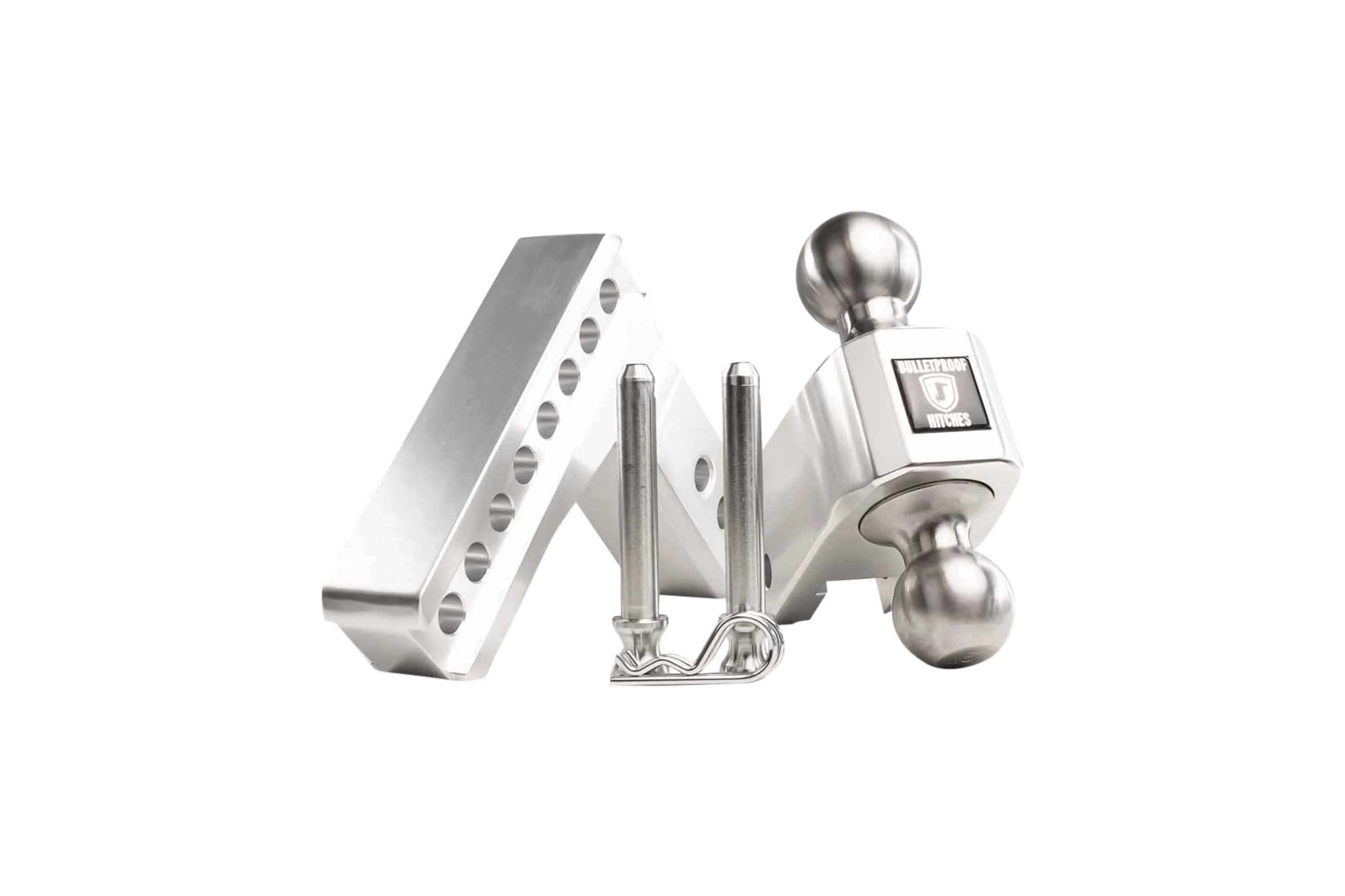2.5" Aluminum Medium Duty Hitch 4" Drop/Rise w/ Stainless Steel Dual Ball - Image 4